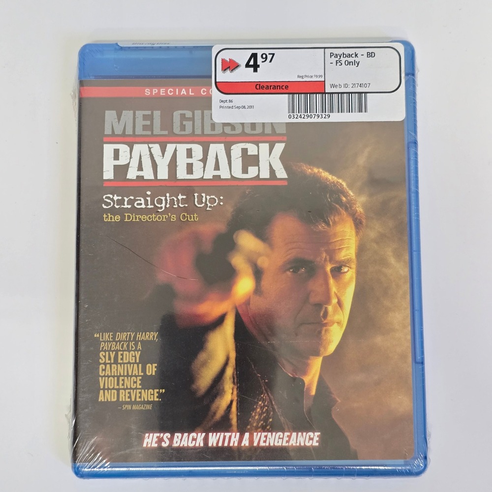 Payback Blu-ray Straight Up Directors Cut Action Movie Mel Gibson Paramount